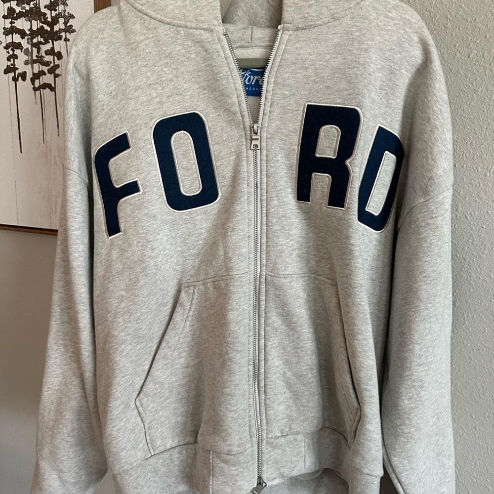Pacsun Ford Gray and Navy Zip-Up Hoodie